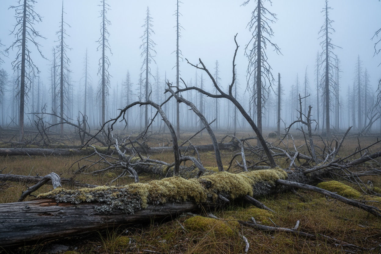 creater a lapland forest with dead woods